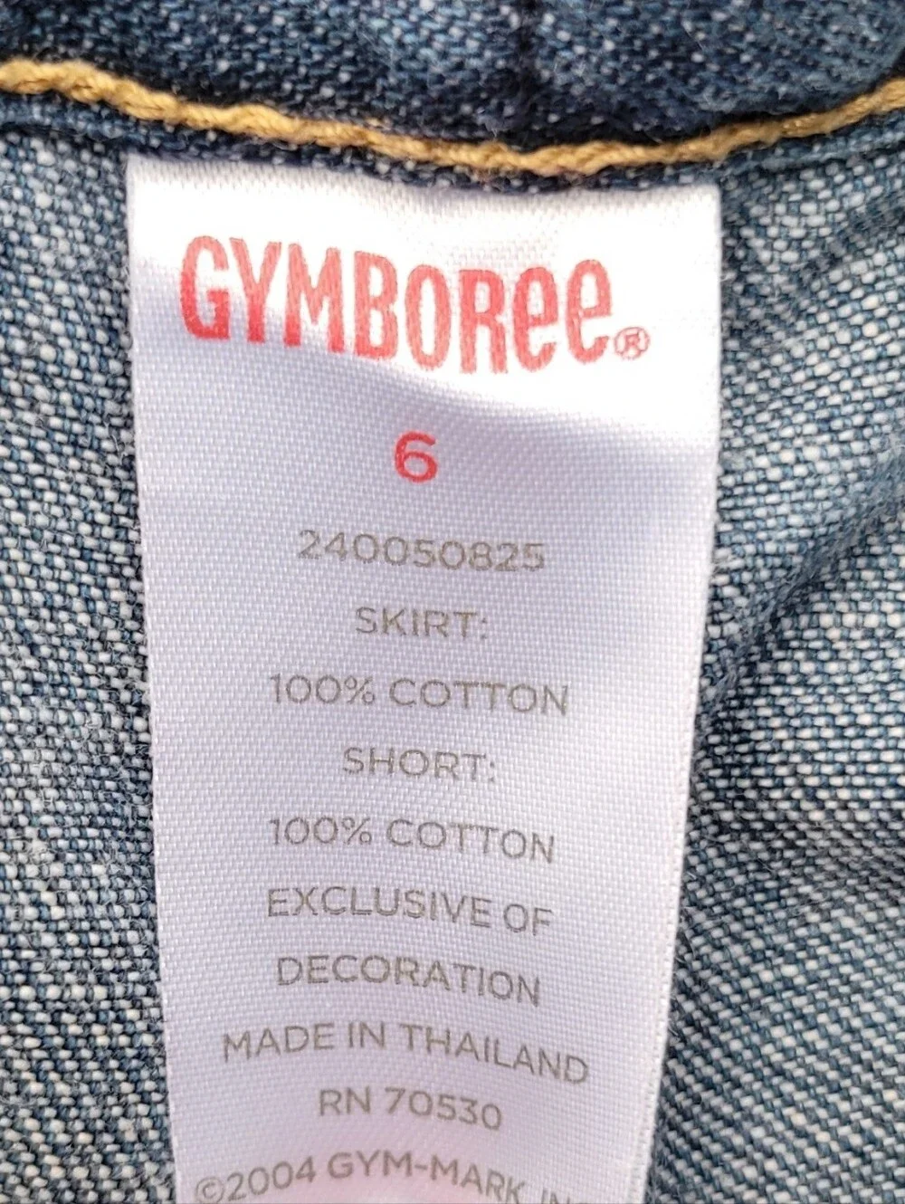 VTG Gymboree Denim Skort Size 6 Girls 100% Cotton Embroidered Dogs Adj Waist